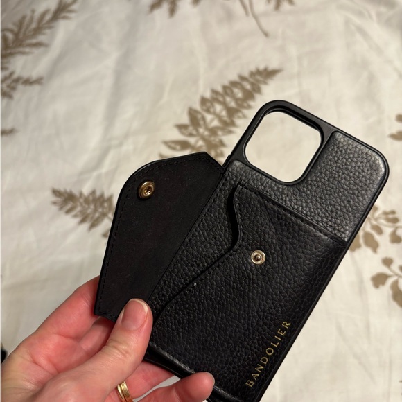 Bandolier HAILEY Black Leather Phone Case with Strap - Picture 6 of 9